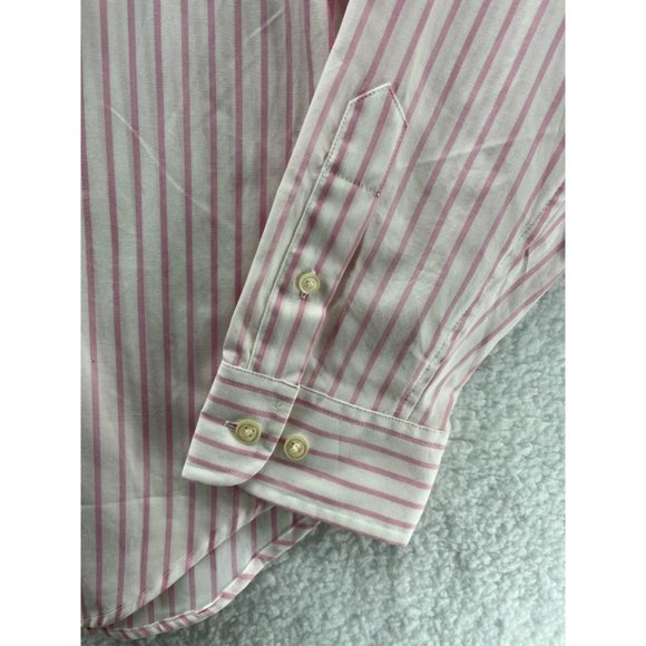 LRL Ralph Lauren Mens Button Front Shirt White Pink Striped Long Sleeve Cotton L - Picture 3 of 7